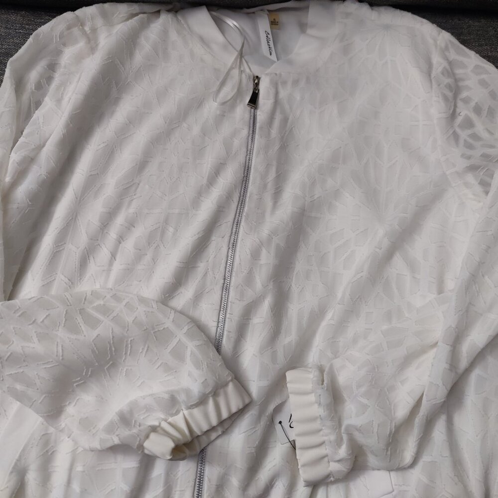 NY Collection White Sheer Jacket